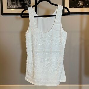 White beaded tank top